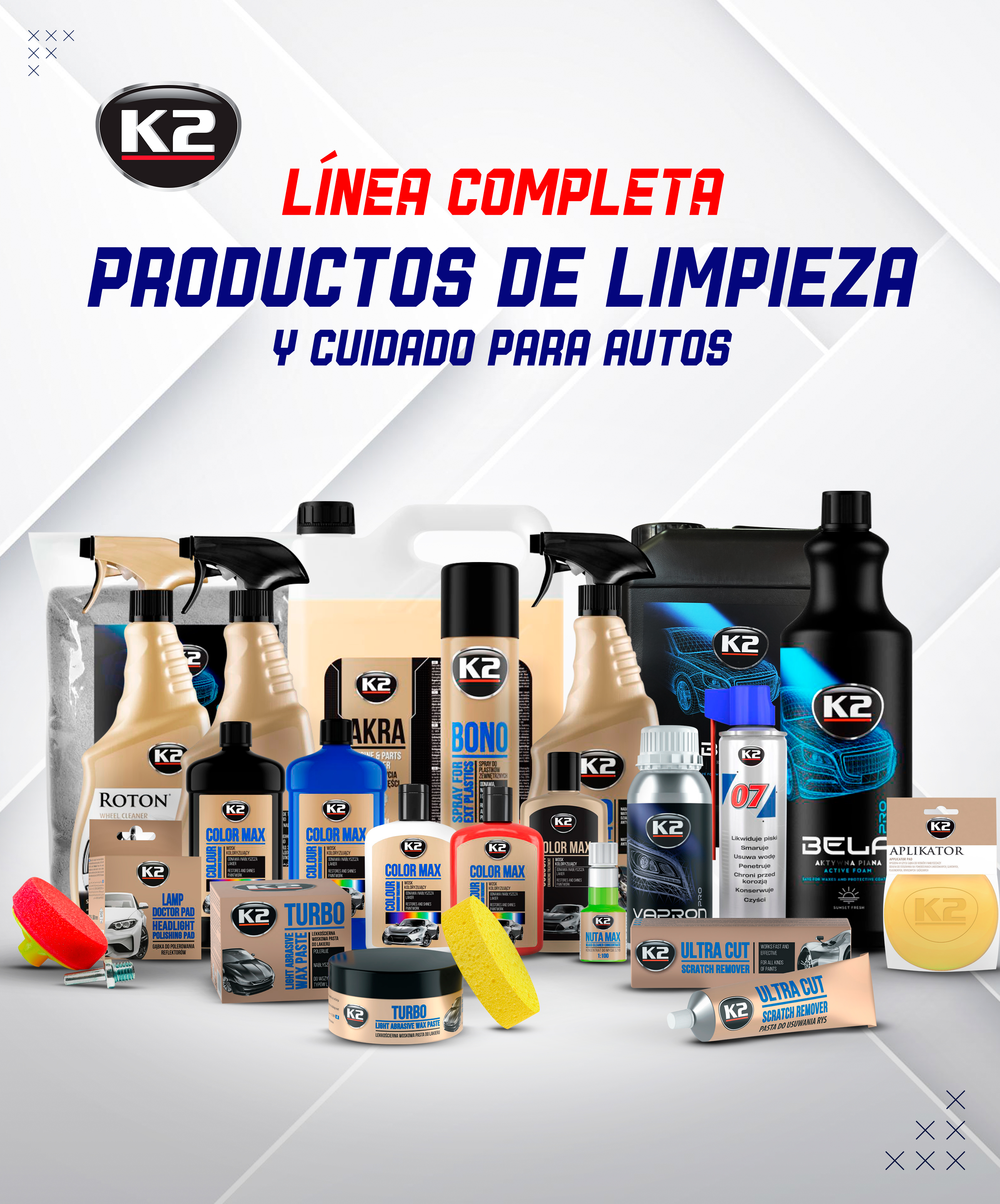 Productos de limpieza y cuidado para autos K2 Lima Arequipa Trujillo Cusco Chiclayo Puno Huancayo Ayacucho Piura Tacna Perú